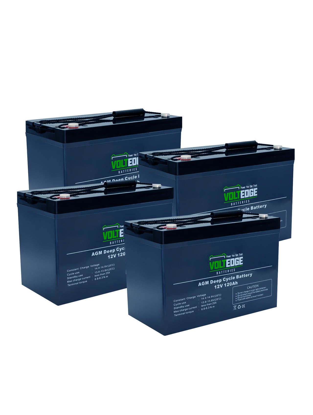 4 x 120ah AGM include 3 pair of cables (350mm)