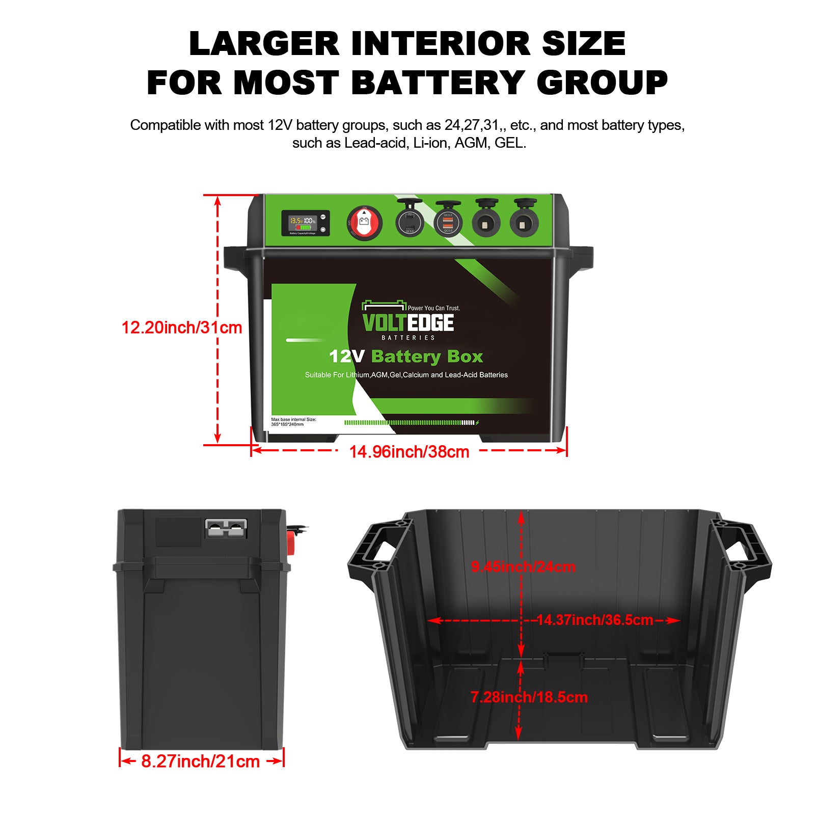 (Premium) 12.8V 170AH Lithium LiFePO4 Battery + Voltedge Battery Box