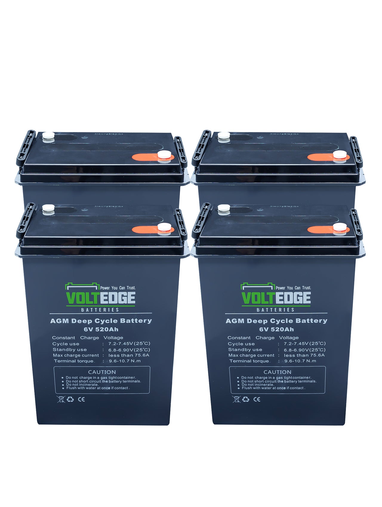 4 x 520ah AGM - 12.4kWh 12V 1040AH include 2 pair of cables (250mm) and include 2 cables (350mm)