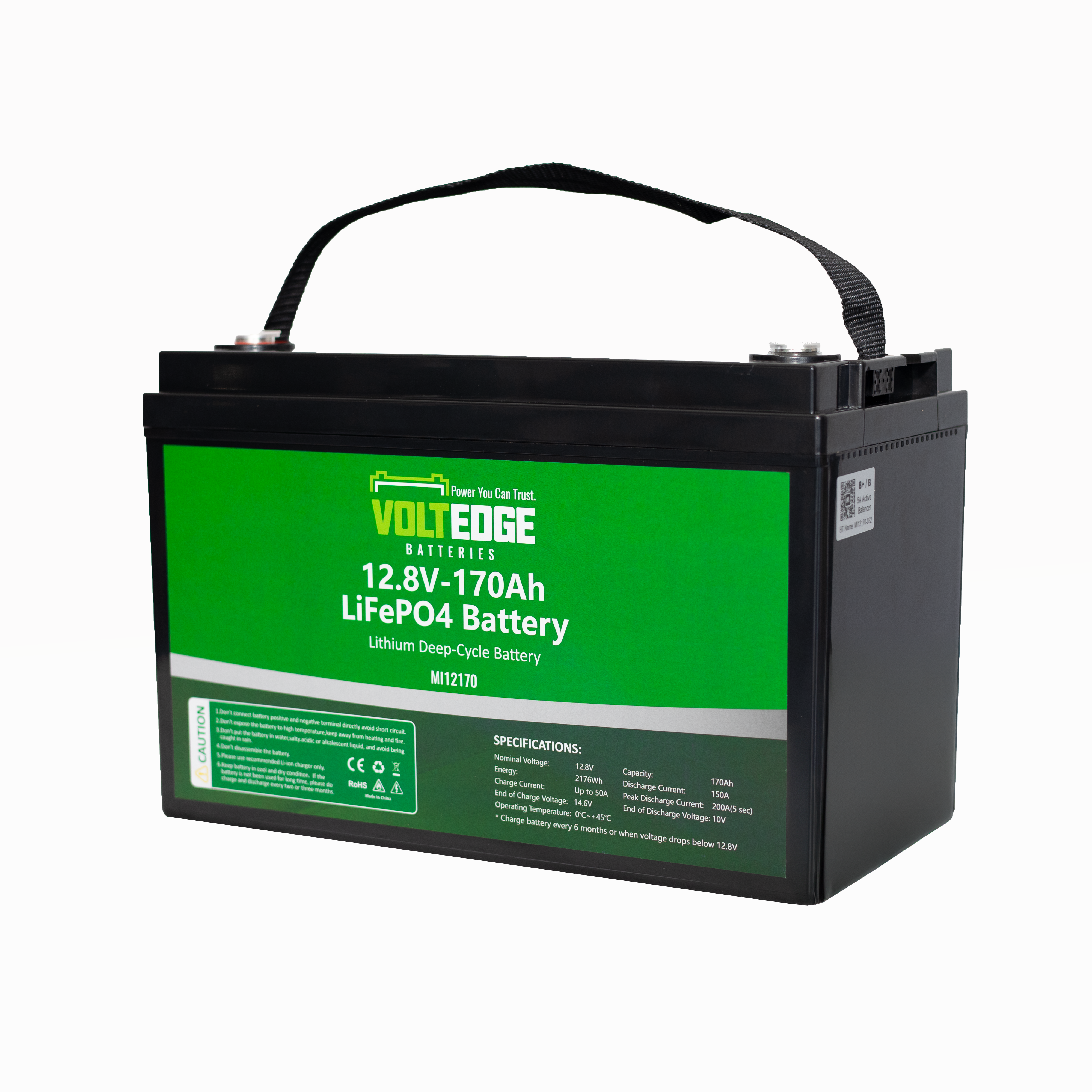 (Premium) 12.8V 170AH Lithium LiFePO4 Battery + Voltedge Battery Box