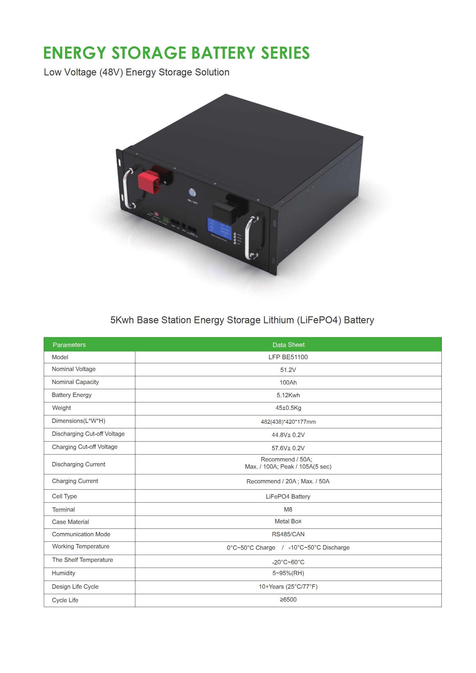VoltEdge Rack/Cabinet Solar 48V 100AH Lithium LiFePO4 Battery