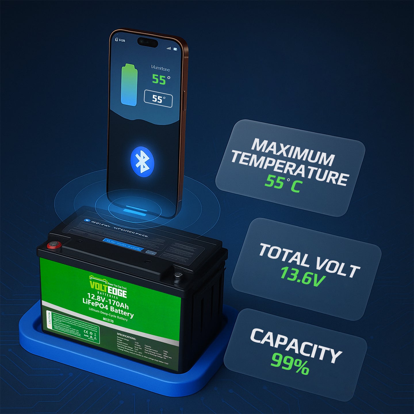 VoltEdge (Premium) 12.8V 100Ah Lithium LiFePO4 Battery