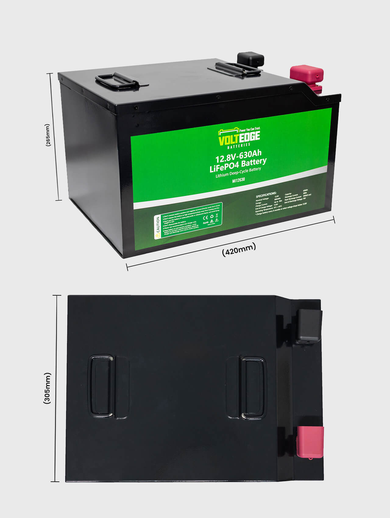 VoltEdge Premium 12.8V 630ah Lithium LiFePO4 Battery