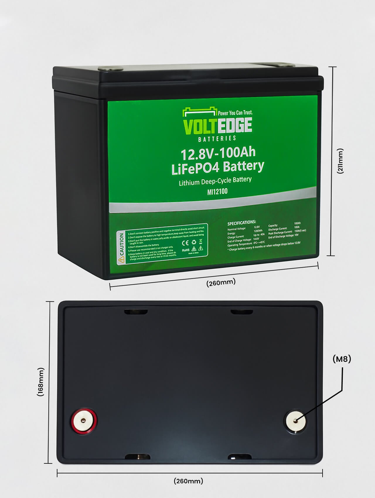 VoltEdge (Lite) 12.8V 100Ah Lithium LiFePO4 Battery